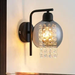 ZMH Applique murale contemporaine E27 en verre gris fumé avec design cristal élégant