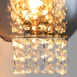 ZMH Applique murale contemporaine E27 en verre gris fumé avec design cristal élégant