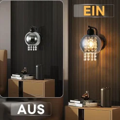 ZMH Applique murale contemporaine E27 en verre gris fumé avec design cristal élégant