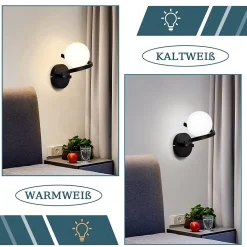 ZMH applique murale interieur Noir 1 Flamme G9 Moderne Applique murale métal Boule de verre blanche