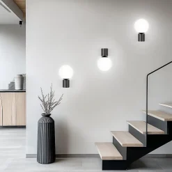 ZMH Applique Murale Intérieure Lampe De Couloir Noir-blanc G9 Éclairage Mural Boule De Verre Salon