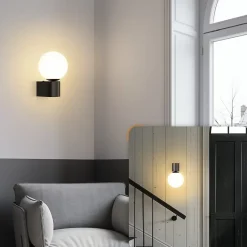 ZMH Applique Murale Intérieure Lampe De Couloir Noir-blanc G9 Éclairage Mural Boule De Verre Salon