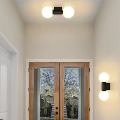 ZMH Applique Murale Intérieure Lampe De Couloir Noir-blanc G9 Éclairage Mural Boule De Verre Salon