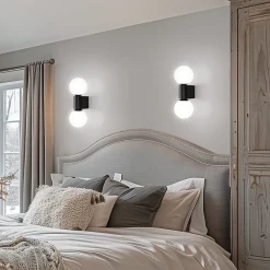 ZMH Applique Murale Intérieure Lampe De Couloir Noir-blanc G9 Éclairage Mural Boule De Verre Salon