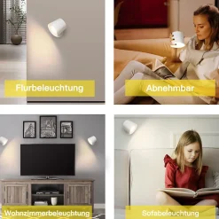ZMH Applique Murale LED 360 degrés Pivotante 3 Niveaux De Luminosité Blanc Pour Salon Couloir