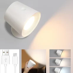 ZMH Applique Murale LED 360 degrés Pivotante 3 Niveaux De Luminosité Blanc Pour Salon Couloir