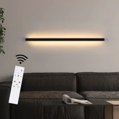 ZMH Applique Murale LED Intérieur Noir Dimmable 100cm Moderne 15W