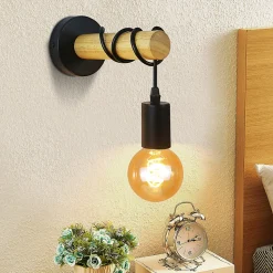 ZMH Applique Retr Industrielle Bois Noir Métal E27 Bureau