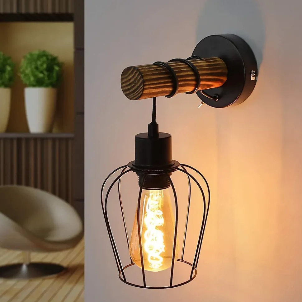 ZMH Applique Vintage Noir E27 25w Retro Bois