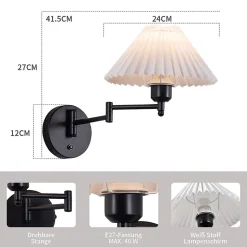 ZMH Appliques murales escalier intérieur tissu blanc E27 abat-jour vintage