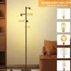 ZMH Lampadaire 3 Flames Vintage E27avec Interrupteur à Pied Pour Chambre à Coucher