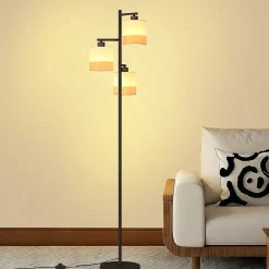 ZMH Lampadaire 3 Flames Vintage E27avec Interrupteur à Pied Pour Chambre à Coucher