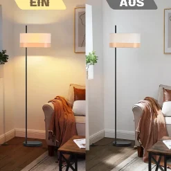 ZMH Lampadaire 1 Flamme Vintage E27 Avec Interrupteur Au Pied Pour Salon