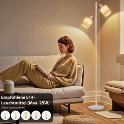 ZMH Lampadaire 2 Flammes Vintage 154cm E14 Salon Chambre D'enfant