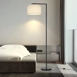 ZMH Lampadaire Blanc E27 en tissu interrupteur au pied sans ampoule 166cm max 40W