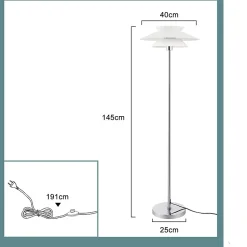 ZMH Lampadaire Blanc Moderne E27 1 Flamme Vintage Métal Design Hauteur 145cm Max 40w