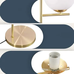 ZMH Lampadaire Gold Industrial Métal Design Verre Blanc E27 Vintage