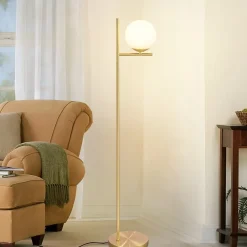 ZMH Lampadaire Gold Industrial Métal Design Verre Blanc E27 Vintage