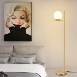 ZMH Lampadaire Gold Industrial Métal Design Verre Blanc E27 Vintage