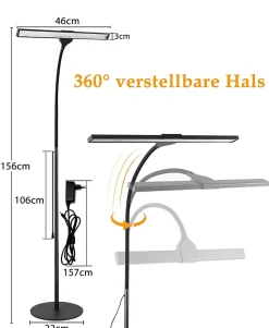 ZMH Lampadaire LED Moderne Avec Fonction Tactile Et Minuterie Pour Bureau Et Lecture