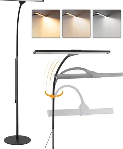 ZMH Lampadaire LED Moderne Avec Fonction Tactile Et Minuterie Pour Bureau Et Lecture