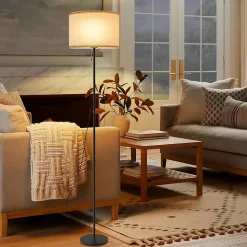 ZMH Lampadaire LED Rétro Avec Variateur Et Abat-jour En Tissu Pour Salon