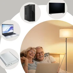 ZMH Lampadaire LED Rétro Avec Variateur Et Abat-jour En Tissu Pour Salon