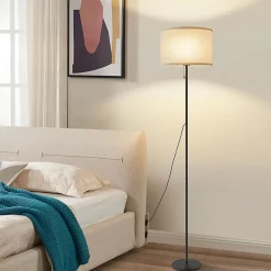 ZMH Lampadaire LED Rétro Avec Variateur Et Abat-jour En Tissu Pour Salon