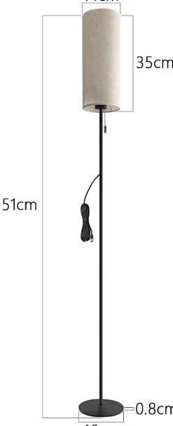 ZMH Lampadaire LED Rétro Avec Variateur Et Abat-jour En Tissu Pour Salon