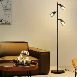 ZMH Lampadaire Noir 3 Flammes E27 Métal Verre