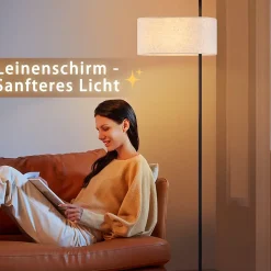 ZMH Lampadaire Rétro Noir 154cm Avec Abat-jour En Tissu E27 Pour Chambre à Coucher