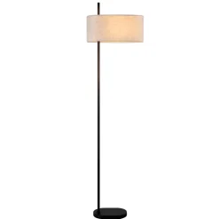 ZMH Lampadaire Rétro Noir 154cm Avec Abat-jour En Tissu E27 Pour Chambre à Coucher