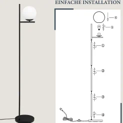 ZMH Lampadaire Salon 1 Flame métal avec interrupteur au pied pour couloir