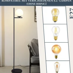 ZMH Lampadaire Salon 1 Flame métal avec interrupteur au pied pour couloir