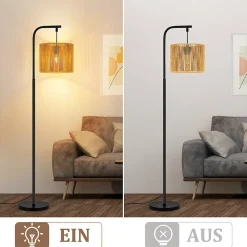 ZMH Lampadaire Salon Lampadaire Vintage Lampadaire Noir Avec Interrupteur Au Pied E27 164cm