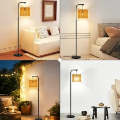 ZMH Lampadaire Salon Lampadaire Vintage Lampadaire Noir Avec Interrupteur Au Pied E27 164cm