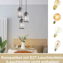 ZMH Lampe à Suspendre Moderne Noir Pour Salle à Manger Et Salon - Éclairage Élégant