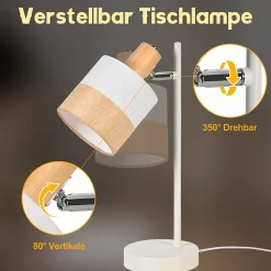 ZMH Lampe De Bureau Avec Câble Vintage E14 Pour Bureau Chambre Sans Ampoule