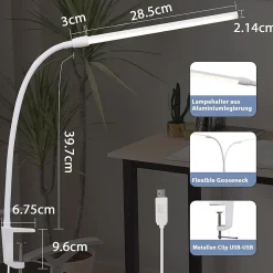 ZMH Lampe de Bureau LED Klemmbar - Éclairage Blanc Jour USB 5W pour Bureau