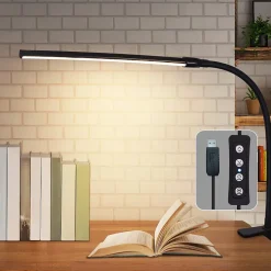 ZMH Lampe de Bureau LED Klemmbar Noir - Éclairage USB 5W pour un Espace de Travail Productif