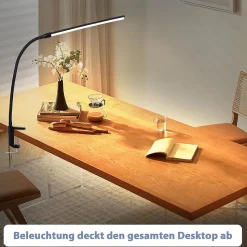 ZMH Lampe de Bureau LED Klemmbar Noir - Éclairage USB 5W pour un Espace de Travail Productif