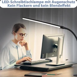 ZMH Lampe de Bureau LED Klemmbar Noir - Éclairage USB 5W pour un Espace de Travail Productif