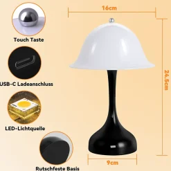 ZMH Lampe De Bureau LED Noir Lampe Moderne Lampes Dimmable LED