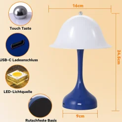 ZMH Lampe De Bureau LED Sans Fil USB Rechargeable Pour Chambre