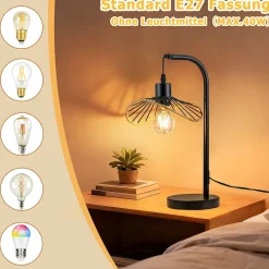 ZMH Lampe De Bureau Noir Vintage E27 Pour Chambre