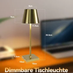 ZMH Lampe de table LED sans fil avec 3 températures de couleur - Style Vintage pour chambre à coucher
