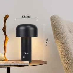 ZMH Lampe De Table LED Sans Fil à Intensité Variable - Design Moderne En Métal Noir