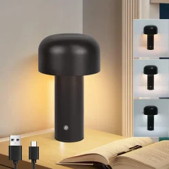 ZMH Lampe De Table LED Sans Fil à Intensité Variable - Design Moderne En Métal Noir