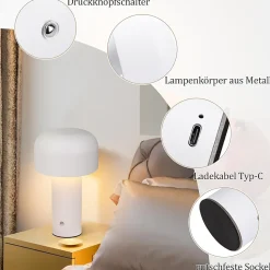 ZMH Lampe de Table LED Sans Fil 2W - Éclairage Moderne à Intensité Variable pour Salon