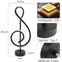 ZMH Lampe de Table LED Sans Fil Dimmable Noir pour Salon et Chambre